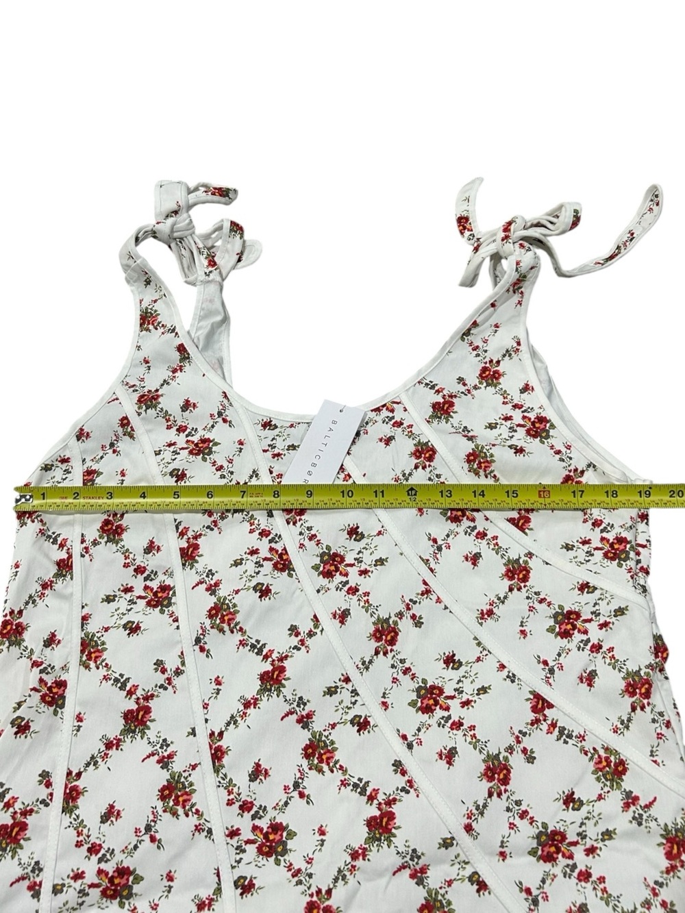 Baltic Born NWT Isla Tank Dress XL Sleeveless Floral Tie-Shoulder Midi Off White - Picture 13 of 16
